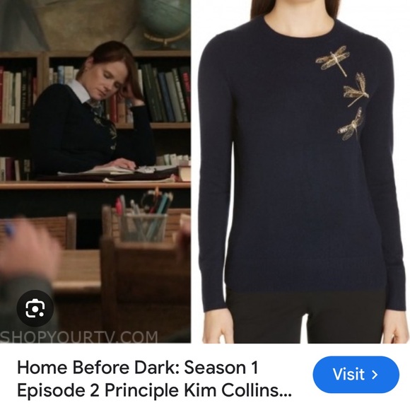 Ted Baker Nelina Sugarplum Embroidered Dragonfly Sweater Navy - Picture 7 of 16